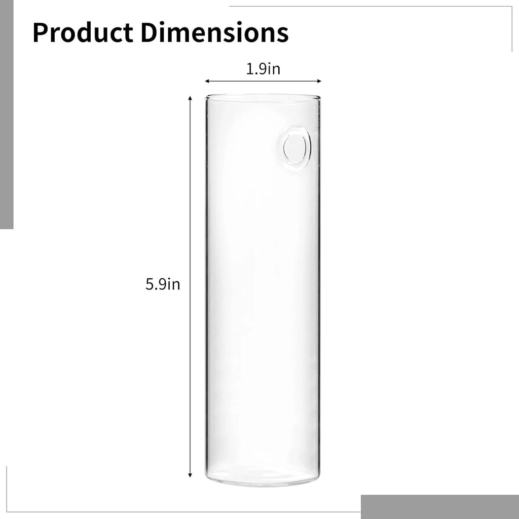 6 Pcs Glass Wall Vases, Wall Hanging Vases for Hydroponic Plants, Hanging Planters, Transparent Cylinder Design with Traceless Hangers, Ideal for Indoor and Outdoor use