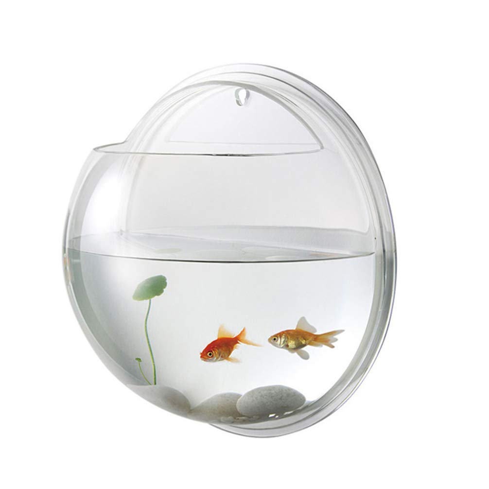 iplusmile Wall Mounted Fish Bowl - 9 Inch Round Acrylic Betta Fish Tank, Hanging Bubble Vase for Plant Propagation & Home Office Wall Decorations