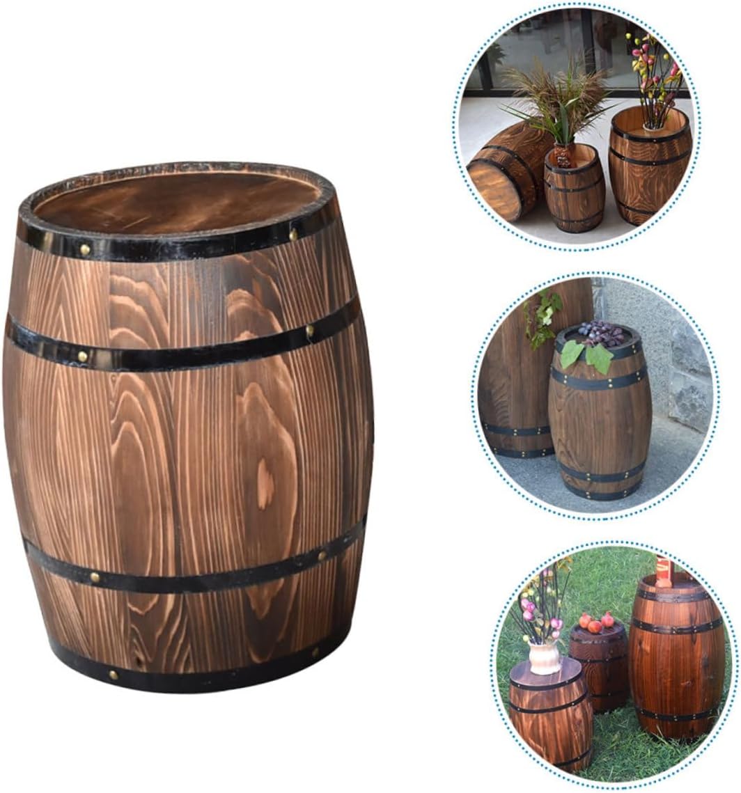 Wooden Barrel Planter Oak Aging Barrels bar Barrel Succulent Pot Small Wooden Bucket Gardening Planter Barrel Shape Plant Pot Wine Barrel for bar Whisky Floor Trim Antique