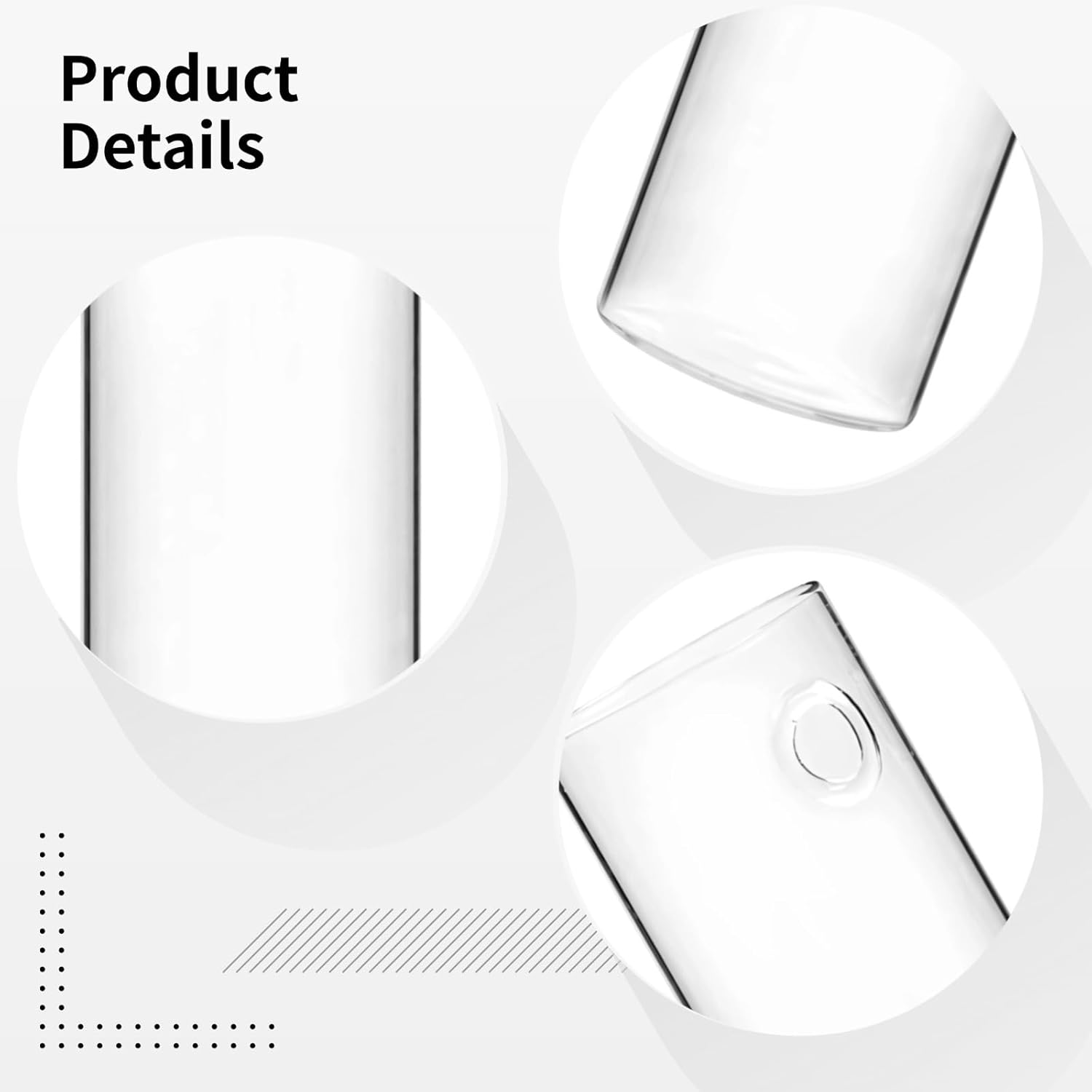 6 Pcs Glass Wall Vases, Wall Hanging Vases for Hydroponic Plants, Hanging Planters, Transparent Cylinder Design with Traceless Hangers, Ideal for Indoor and Outdoor use