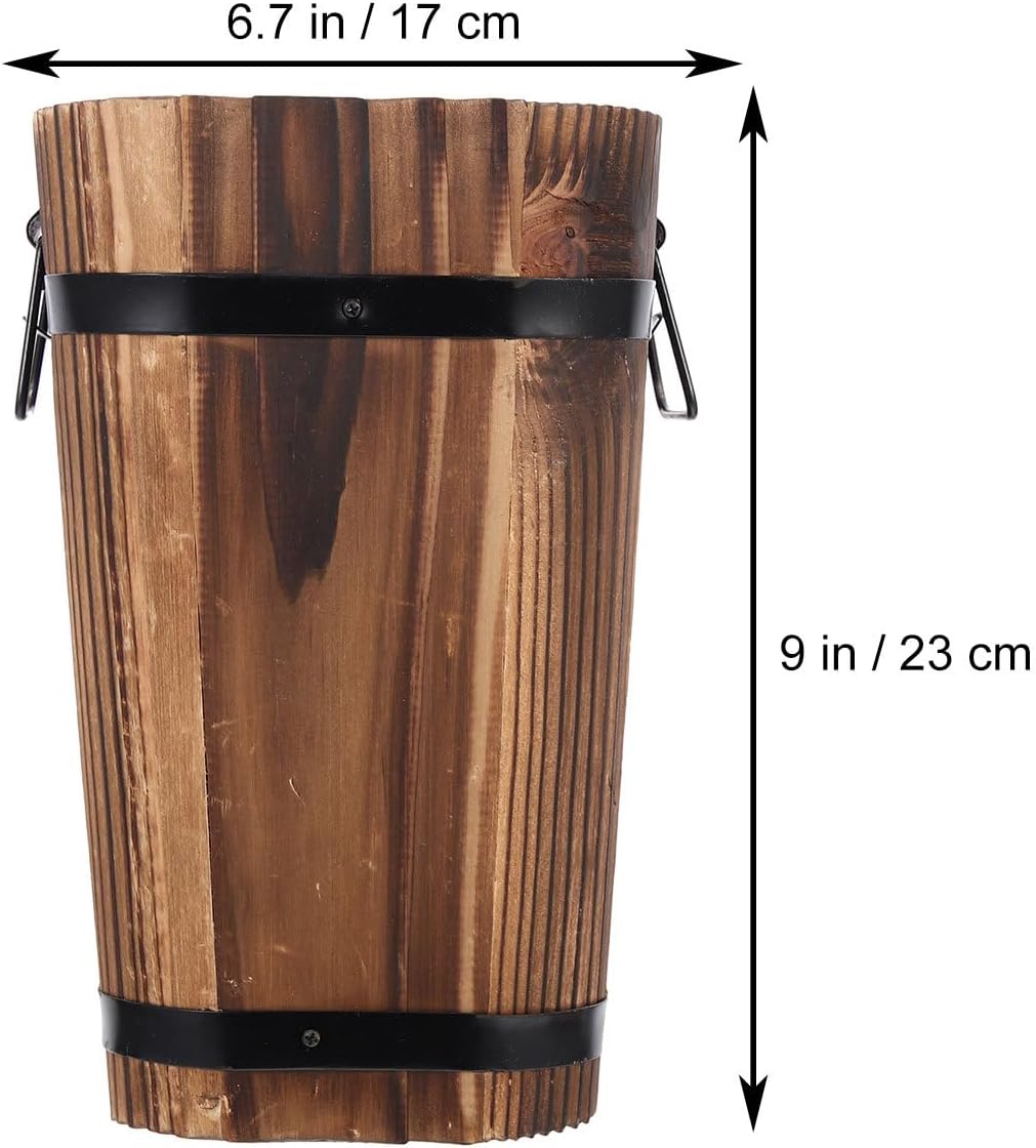 Tofficu Vintage Planter Large Decorative Flower Pot 23 Inch Retro Style Wooden Barrel Planter for Indoor Outdoor Garden Patio Use