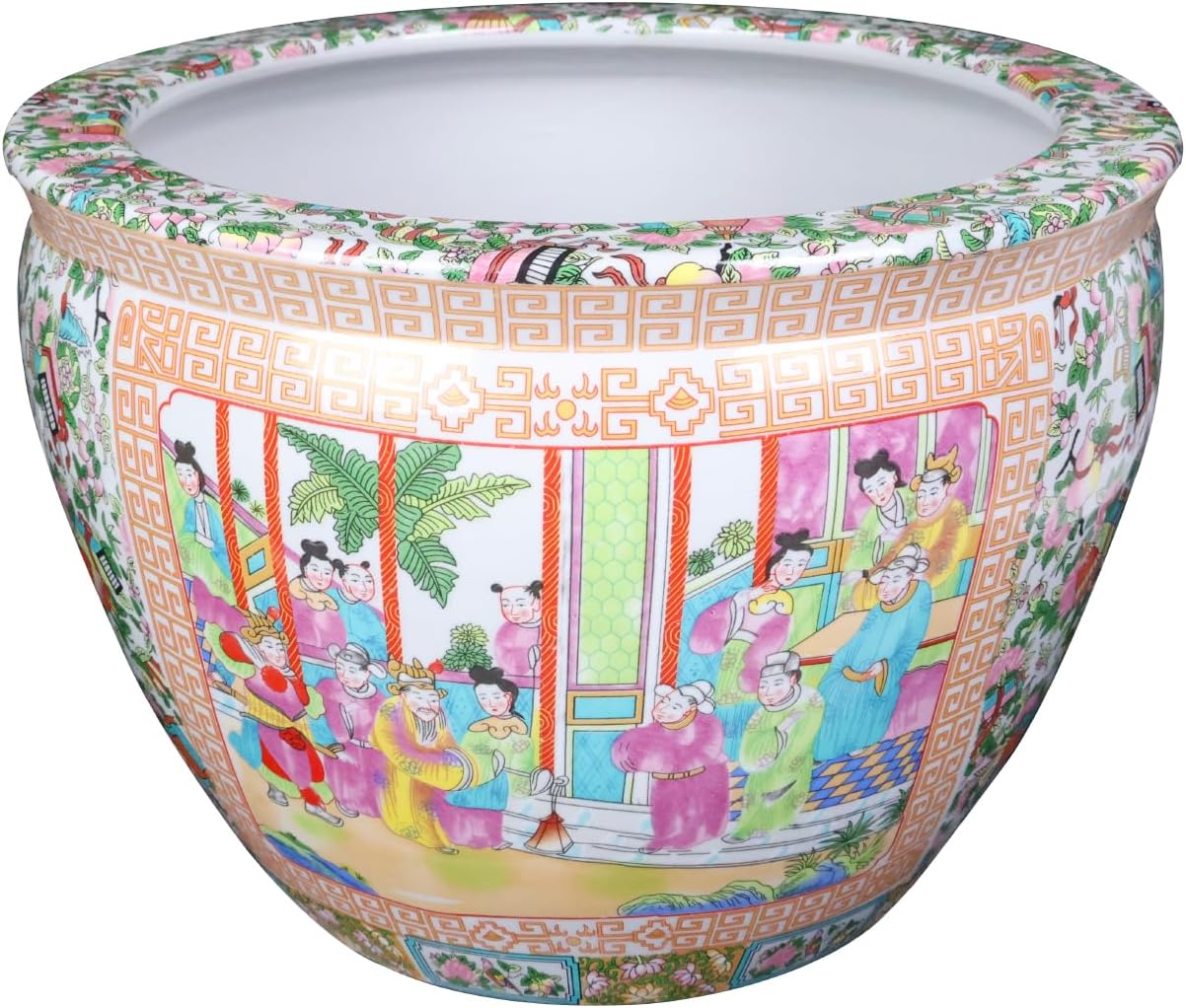 Rose Medallion Planter Fishbowl with Koi Fish 12 in