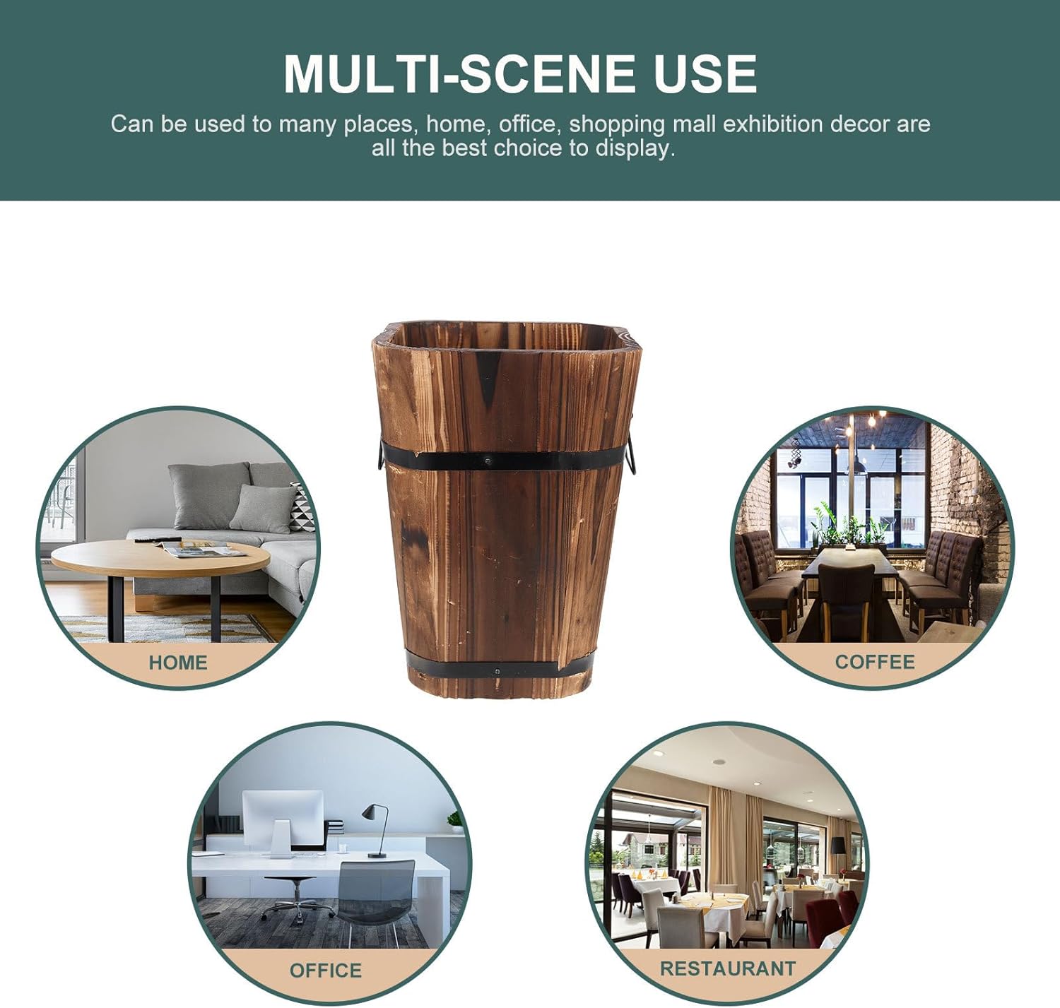 Tofficu Vintage Planter Large Decorative Flower Pot 23 Inch Retro Style Wooden Barrel Planter for Indoor Outdoor Garden Patio Use