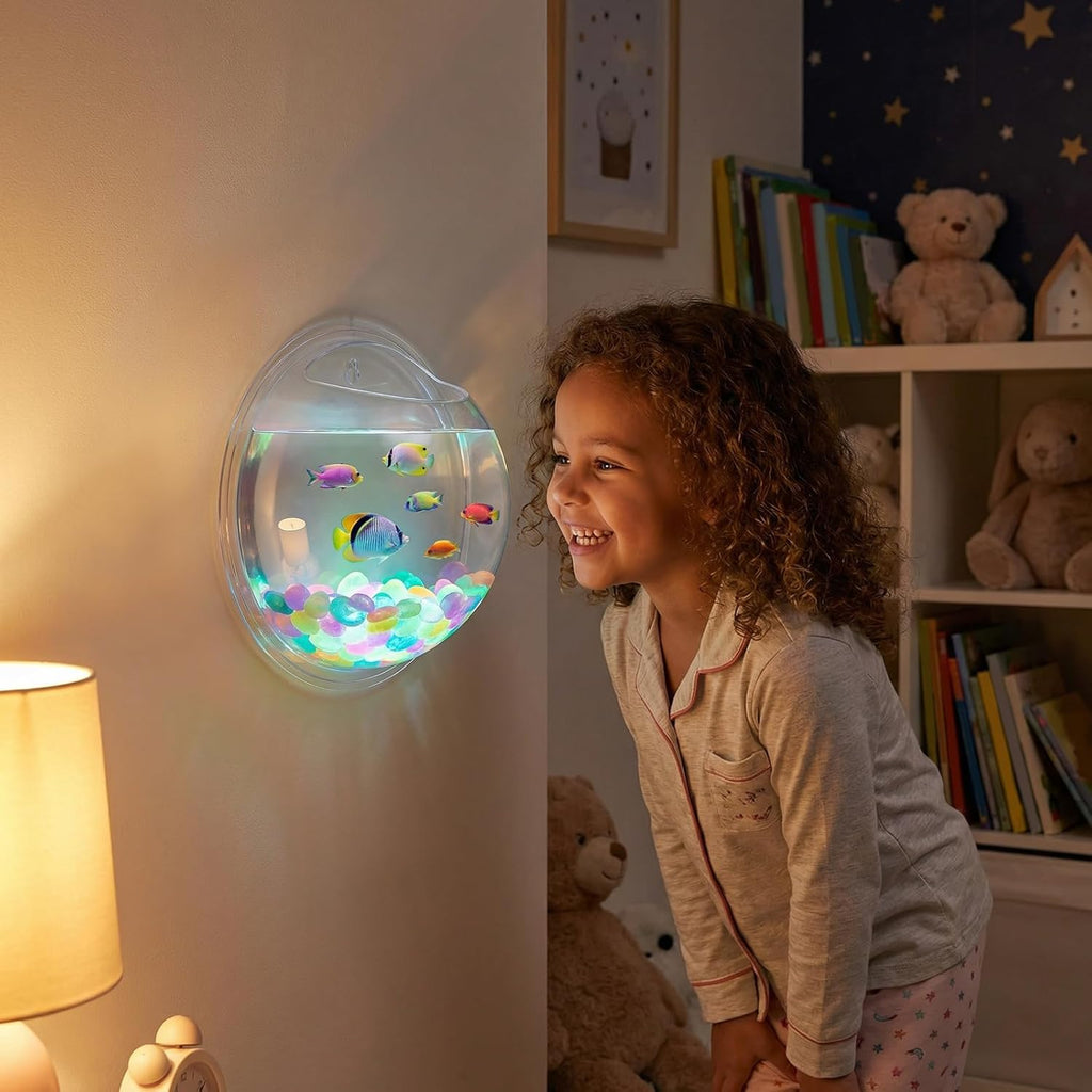 iplusmile Wall Mounted Fish Bowl - 9 Inch Round Acrylic Betta Fish Tank, Hanging Bubble Vase for Plant Propagation & Home Office Wall Decorations