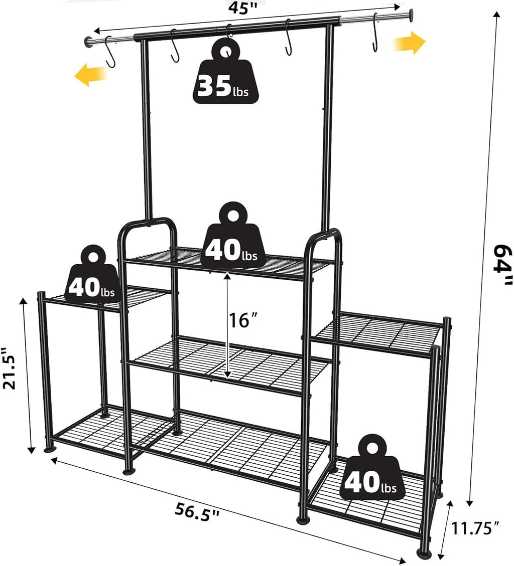 Simple Trending Plant Stand Indoor Outdoor, Metal 3 Tier Tall Hanging Plant Shelf for Multiple Flower Planter Large Heavy Duty Ladder Plant Holder for Garden, Black