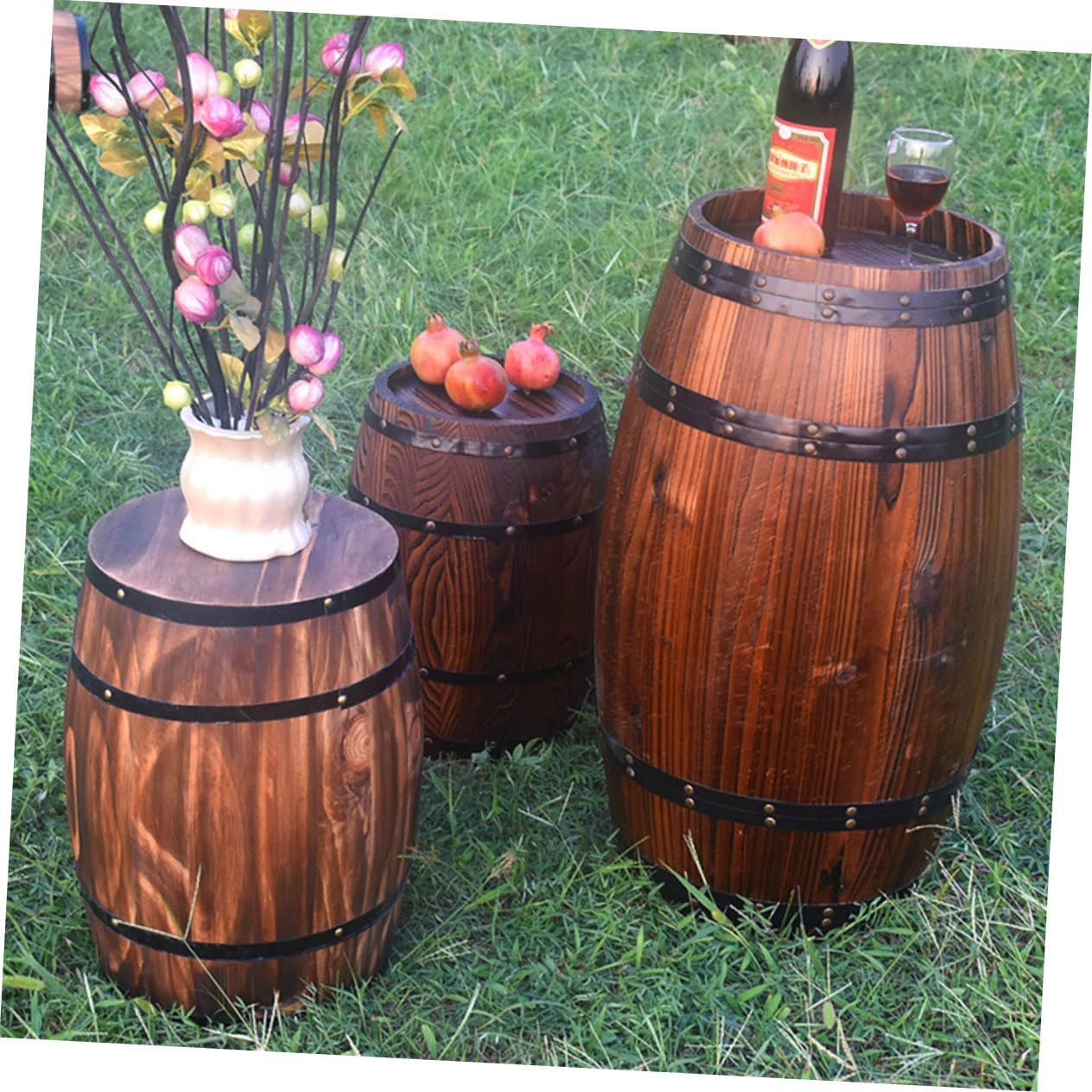 Wooden Barrel Planter Oak Aging Barrels bar Barrel Succulent Pot Small Wooden Bucket Gardening Planter Barrel Shape Plant Pot Wine Barrel for bar Whisky Floor Trim Antique