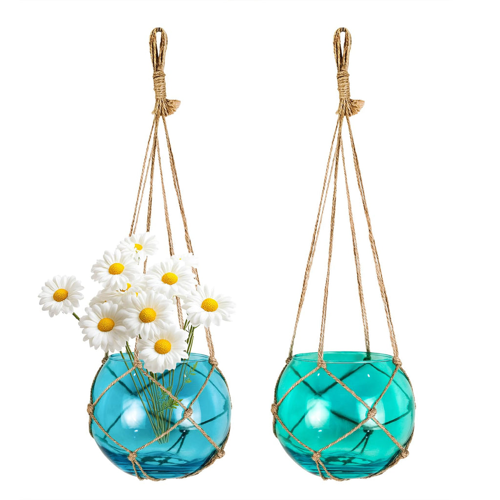 SAILINGSTORY Hanging Glass Plant Terrarium 5" Glass Planter Propagation Stations Flower Vase Clear Set of 2 Pack
