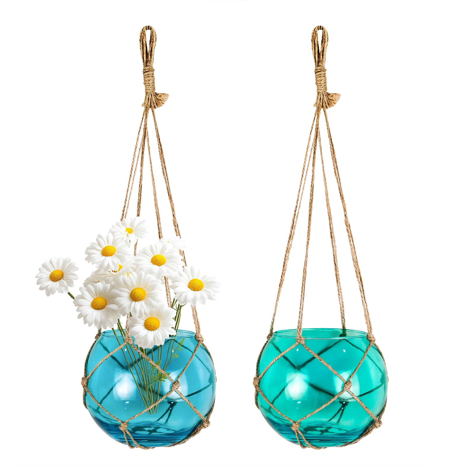 SAILINGSTORY Hanging Glass Plant Terrarium 5" Glass Planter Propagation Stations Flower Vase Clear Set of 2 Pack