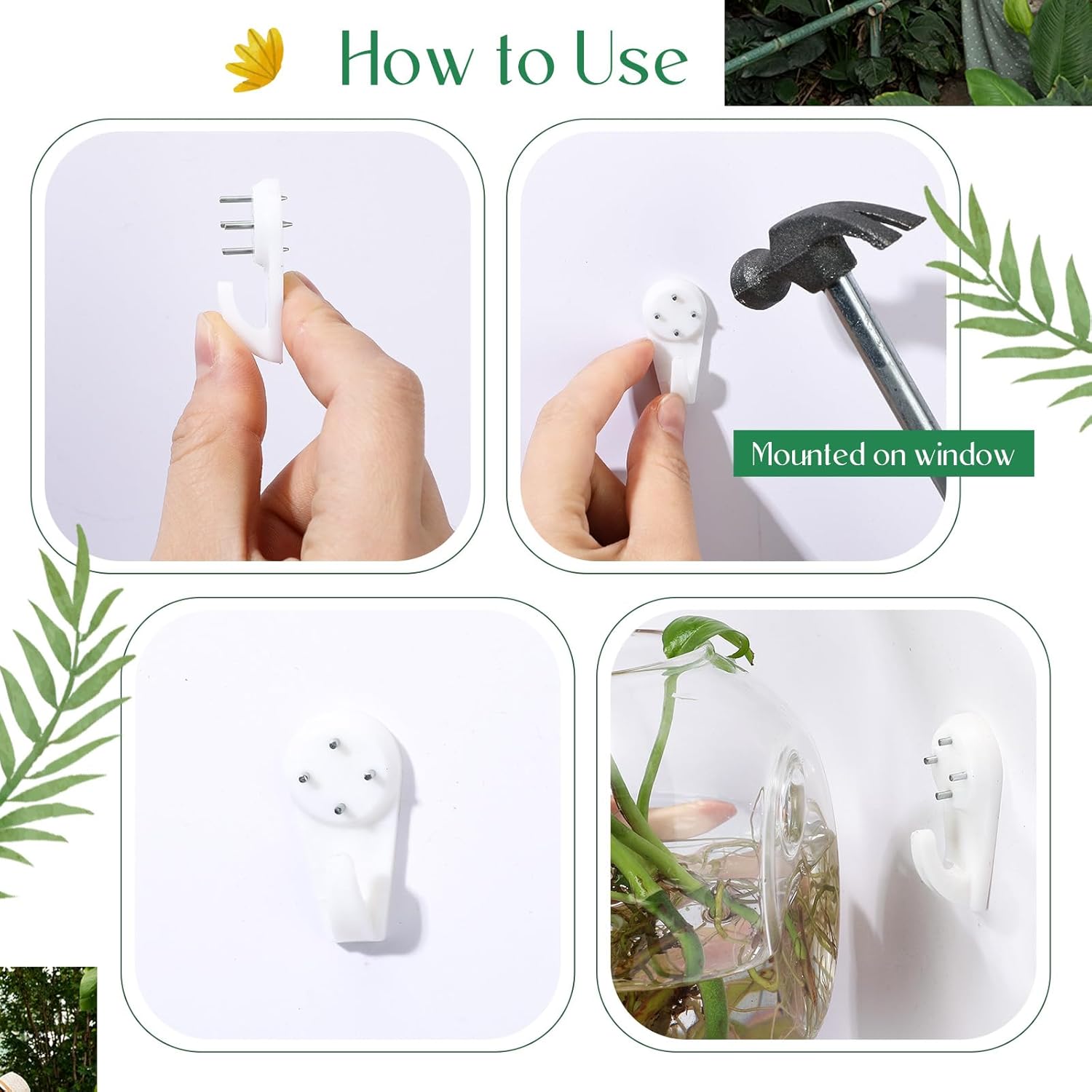 Baderke 6 Pcs Glass Wall Hanging Vase Indoor Propagation Planter with Hanging Suction Cup and Plastic Invisible Traceless Hanger for Hydroponic Flower Succulent Spring Summer Wedding Wall Mount Decor