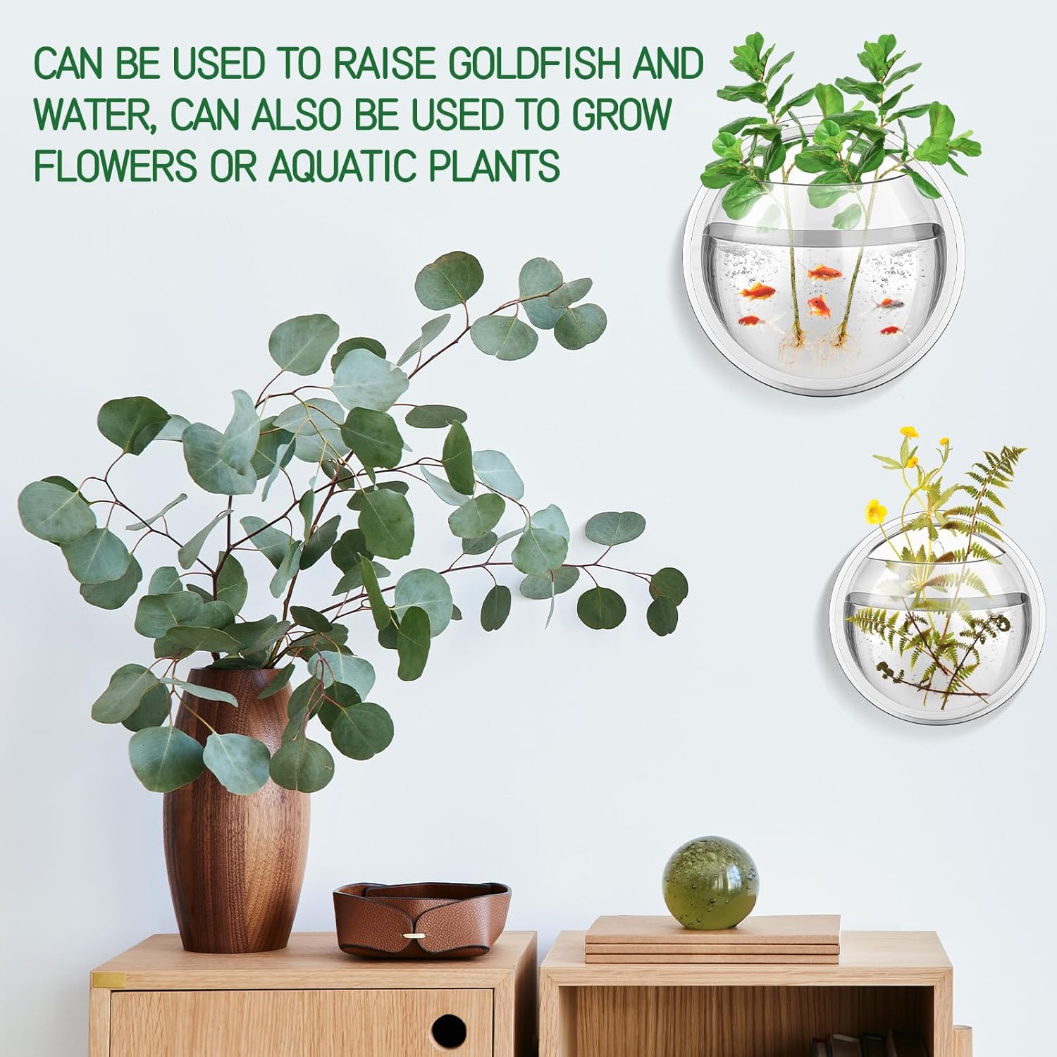 4 Pcs Wall Fish Tank wall Aquarium Hanging Fish Bowls 9in 6in Acrylic Fish Bubble Ecosphere Decor Fish Bubble Hanging Fish Bowl Clear Vase Flower Plant Pot