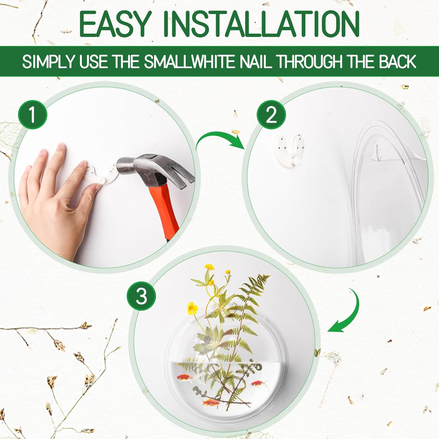 4 Pcs Wall Fish Tank wall Aquarium Hanging Fish Bowls 9in 6in Acrylic Fish Bubble Ecosphere Decor Fish Bubble Hanging Fish Bowl Clear Vase Flower Plant Pot