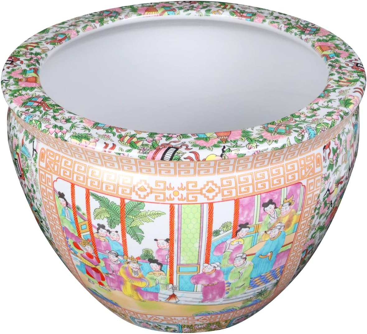 Rose Medallion Planter Fishbowl with Koi Fish 12 in