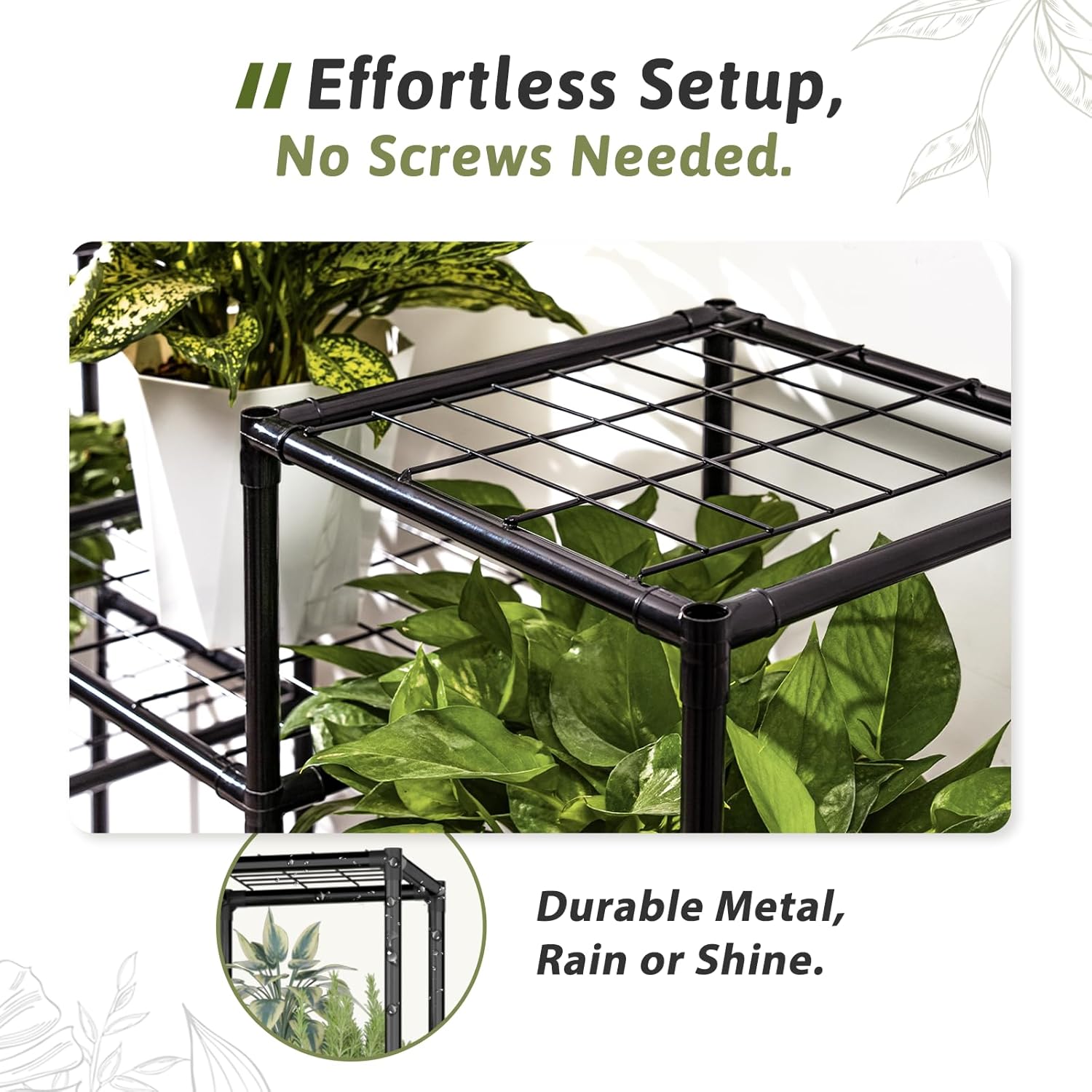 Metal Plant Stand Outdoor 63" Tall Plant Shelf for Plants 14-Tier Large Plant Sheves for Indoor Plants Living Room Heavy Duty Rack Garden Balcony Patio Hanging Planter