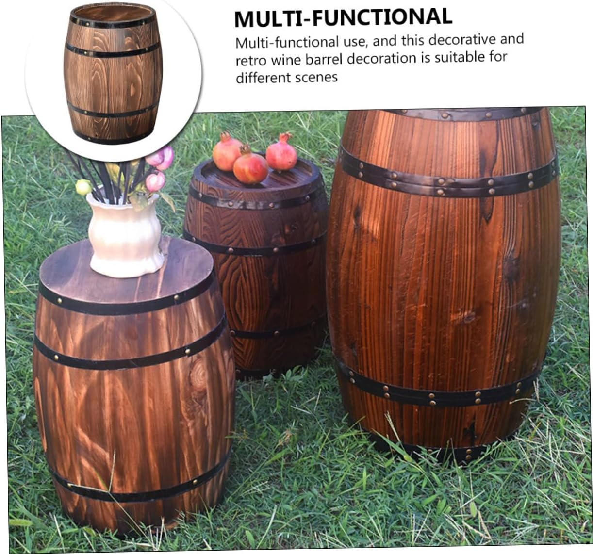 Wooden Barrel Planter Oak Aging Barrels bar Barrel Succulent Pot Small Wooden Bucket Gardening Planter Barrel Shape Plant Pot Wine Barrel for bar Whisky Floor Trim Antique