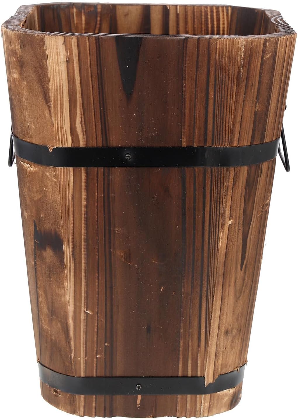 Tofficu Vintage Planter Large Decorative Flower Pot 23 Inch Retro Style Wooden Barrel Planter for Indoor Outdoor Garden Patio Use