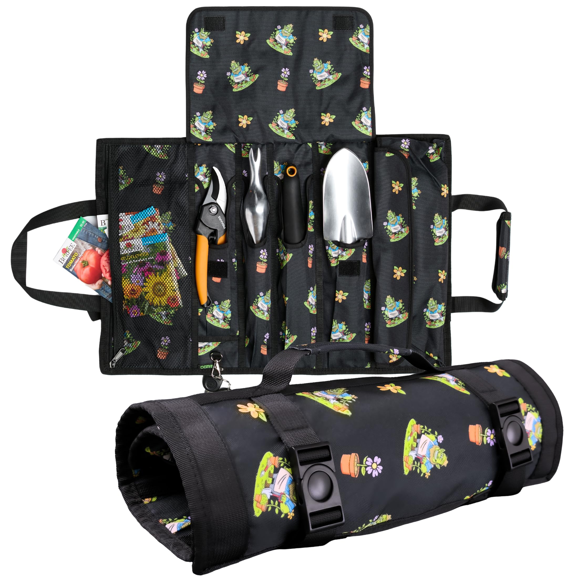 Garden Tool Bag - Roll-Up Garden Tool Holder with Deep Pockets | 900D Polyester Heavy Duty Gardening Tote | Compact Washable Organizer for Tools, Seeds, and Essentials (Tools Not Included)