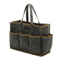 16OZ Waxed Canvas Tool Tote Bag for Garden Tools Wrench Set & Screwdrivers | 11-Pocket Garden Tool Bag with Portable Handles, Multi-Purpose Tool Storage Organizer (14"L x 5.5"W x 10.5"H) – Grey