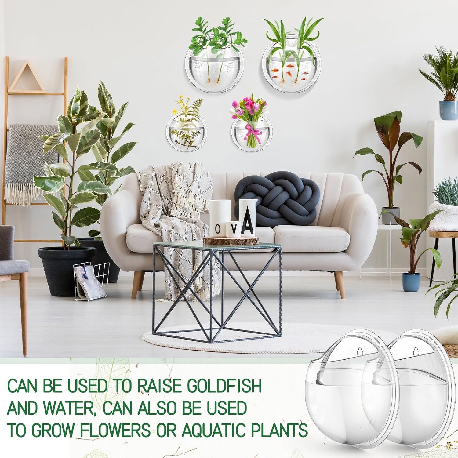 4 Pcs Wall Fish Tank wall Aquarium Hanging Fish Bowls 9in 6in Acrylic Fish Bubble Ecosphere Decor Fish Bubble Hanging Fish Bowl Clear Vase Flower Plant Pot