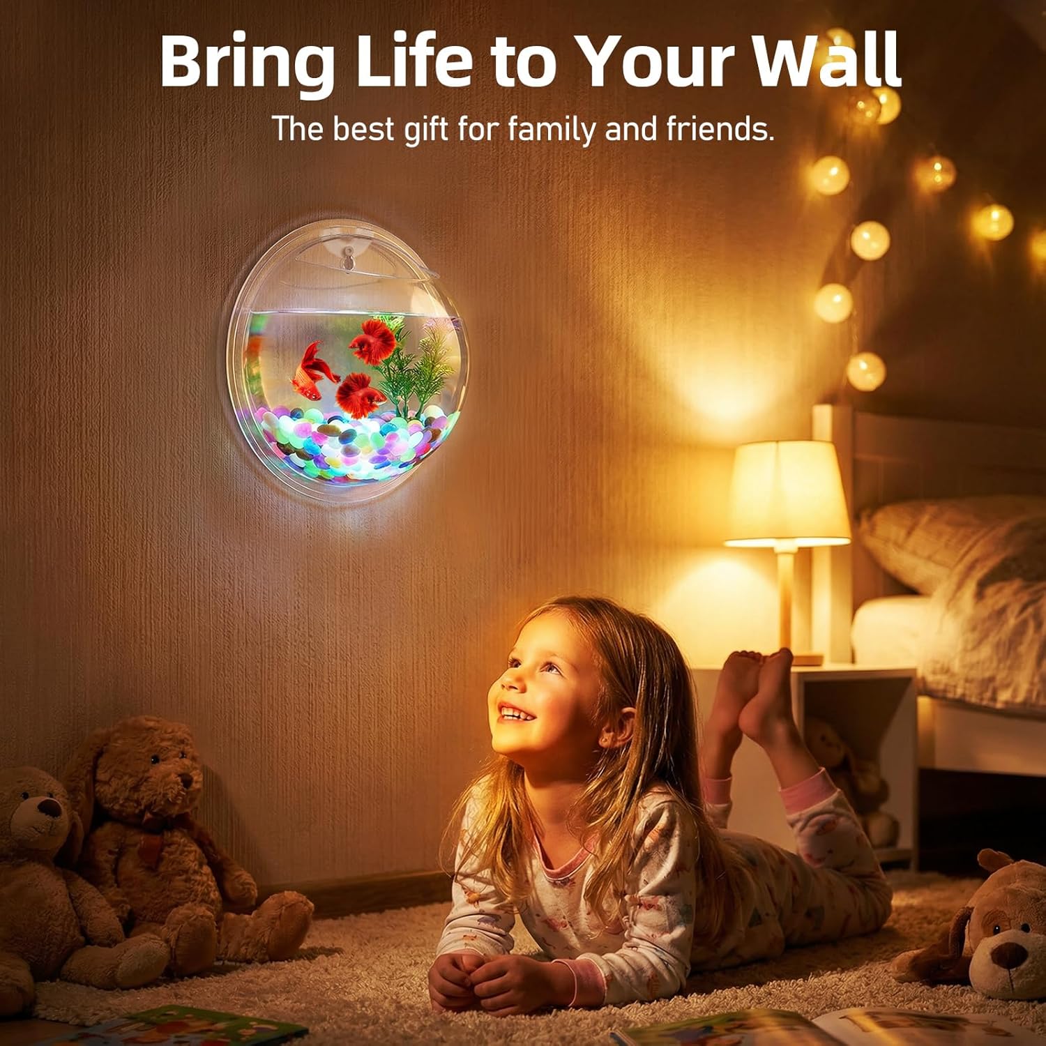 iplusmile Wall Mounted Planter 6.7 Inch, Clear Acrylic Hanging Bubble Vase for Plant Propagation Air Plants, Shatterproof Round Terrarium Bowl for Home Office Decor