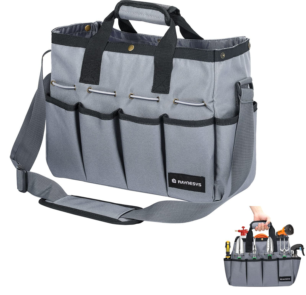 Garden Tote Bag, Gardening Tool Bag Organizer with Pockets & Handle, 900D Heavy Duty Garden Storage Bag with Long Adjustable Shoulder Strap for Tools, Green