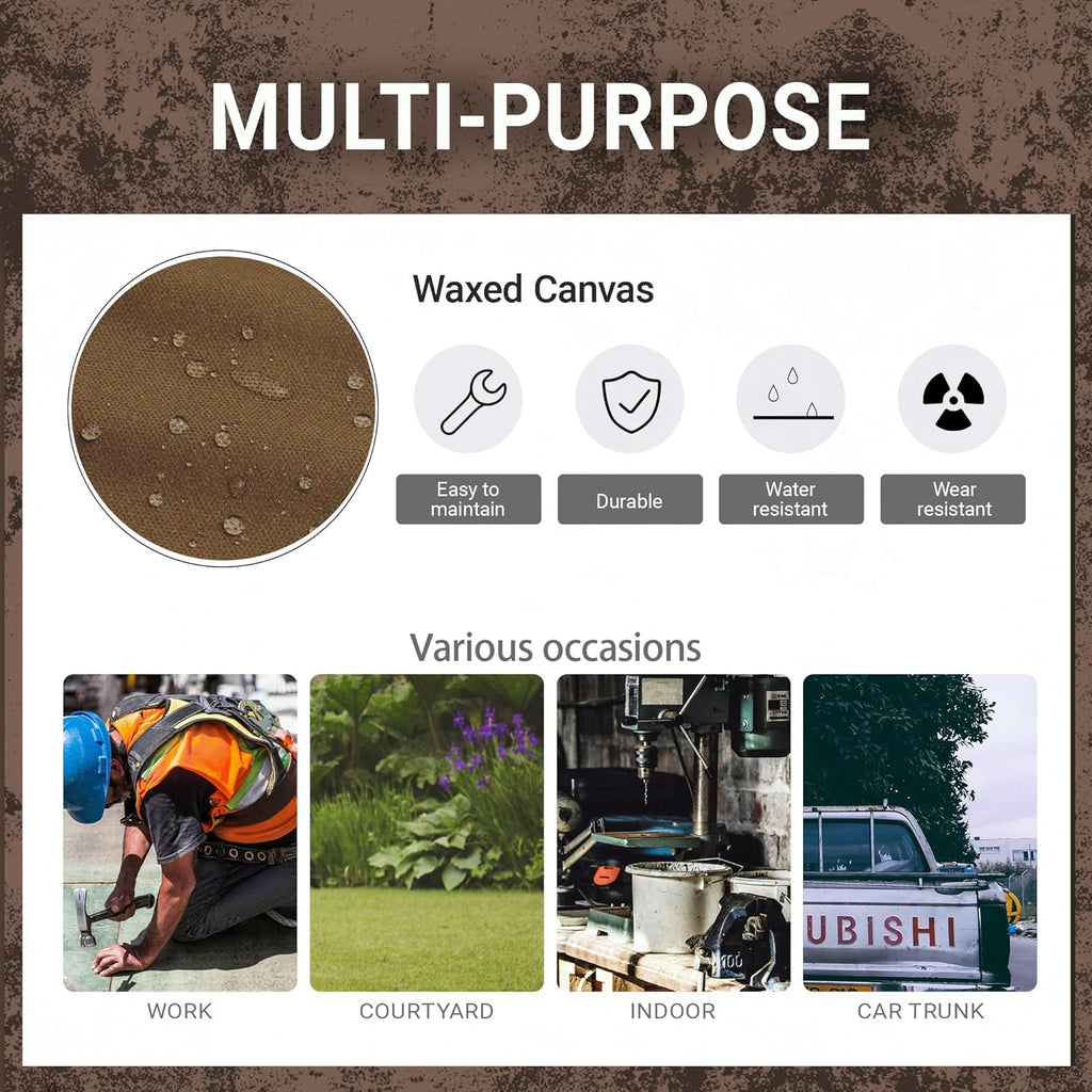 Waxed Canvas Garden Organizer Bag - Waterproof Bucket Tool Bag Portable with Side Pockets, Portable Gardening Tote for Lawn/Yard | Grey