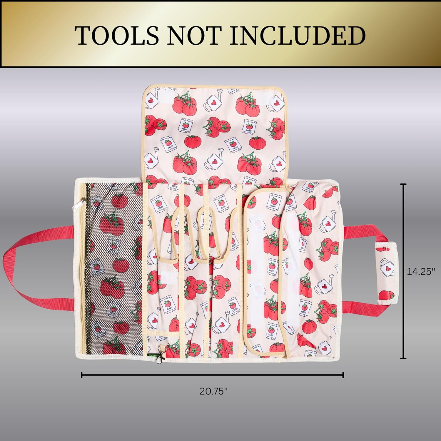 Garden Tool Bag - Roll-Up Garden Tool Holder with Deep Pockets | 900D Polyester Heavy Duty Gardening Tote | Compact Washable Organizer for Tools, Seeds, and Essentials (Tools Not Included)