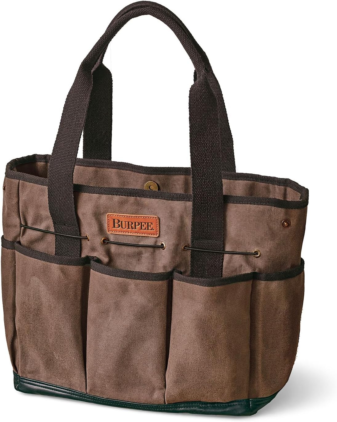 Burpee Waxed Canvas Garden Tool Tote | Heavy-Duty Tote Bag Storage Organizer for Gardening Tools | Great Gift for Gardeners | Canvas Tote Bag Caddy 8 Exterior Pockets for Tool Storage, 12" H x 14.5" W
