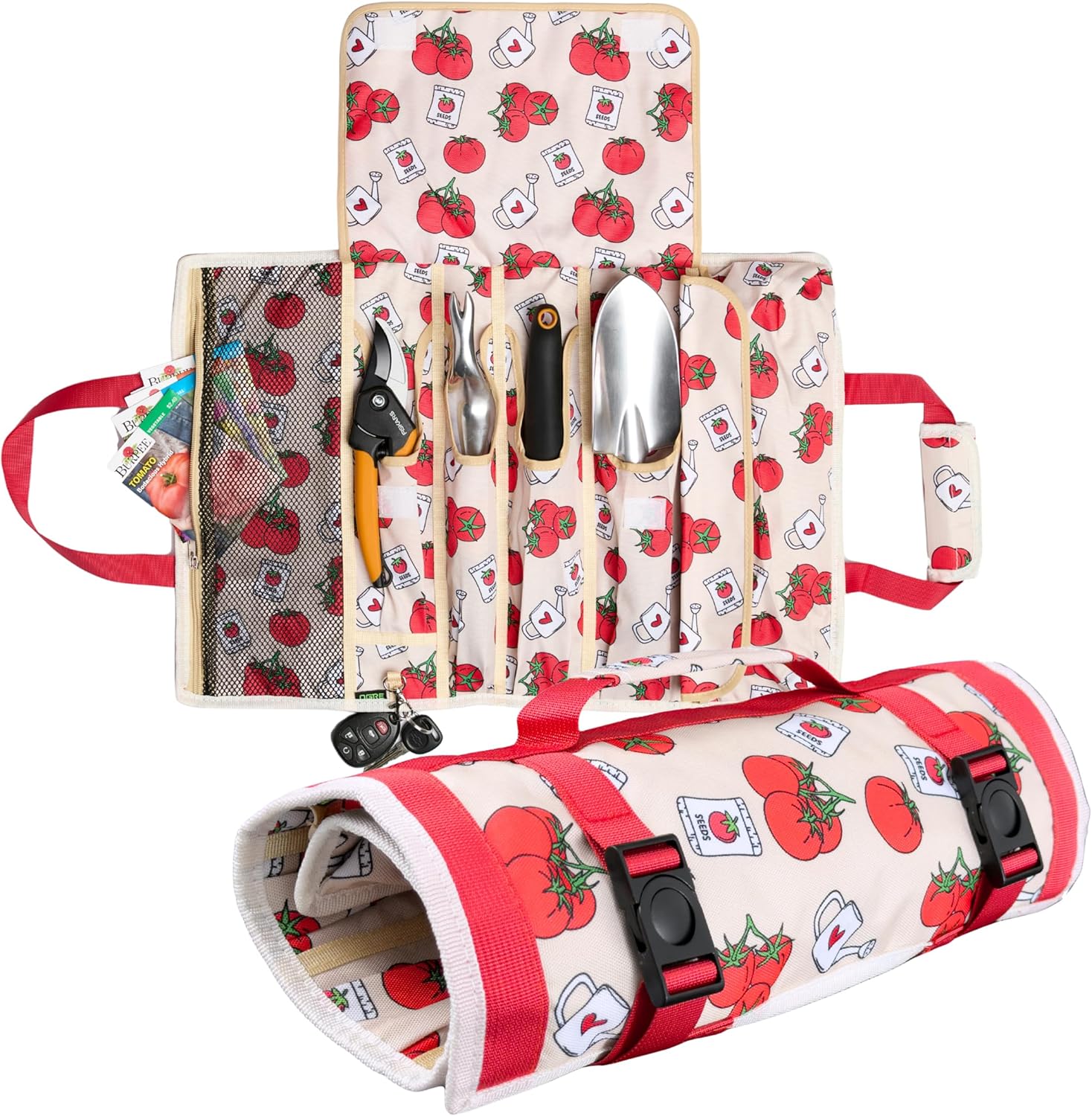 Garden Tool Bag - Roll-Up Garden Tool Holder with Deep Pockets | 900D Polyester Heavy Duty Gardening Tote | Compact Washable Organizer for Tools, Seeds, and Essentials (Tools Not Included)