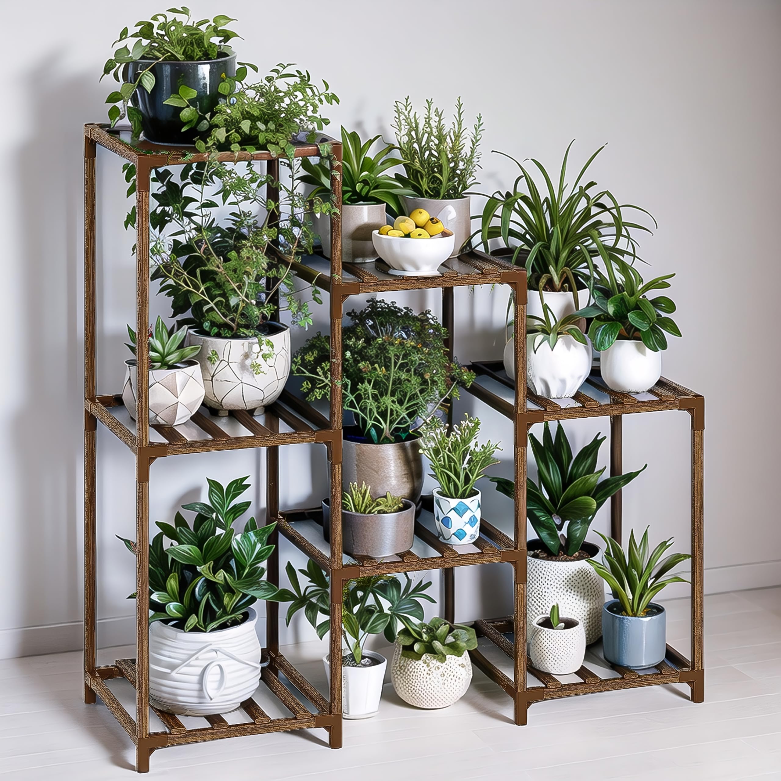 Metal Plant Stand Outdoor 62.2" Tall Plant Shelf for Plants 12 Pots Large Plant Sheves for Indoor Plants Living Room Heavy Duty Rack Garden Balcony Patio Hanging Planter